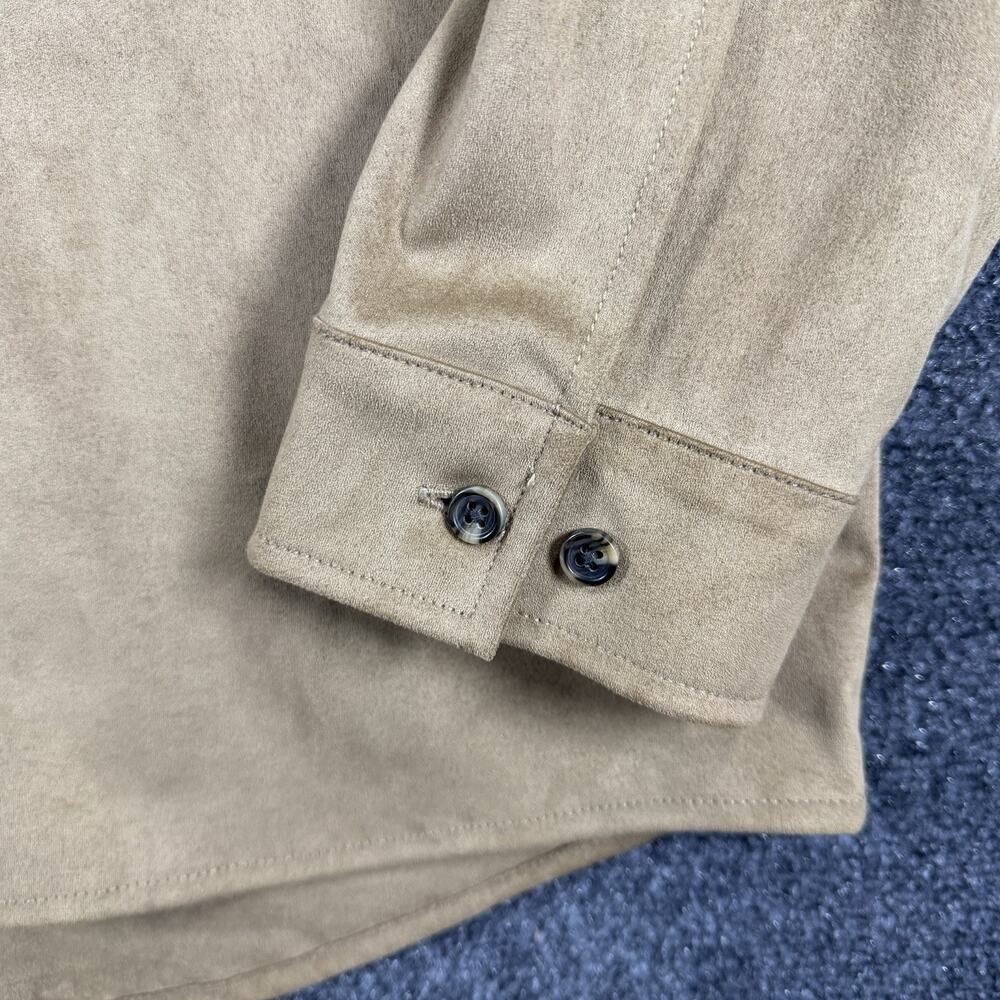 7 Diamonds Country Road Suede Shirt Jacket Mens Large Beige Long Sleeve Stretch - Picture 4 of 7